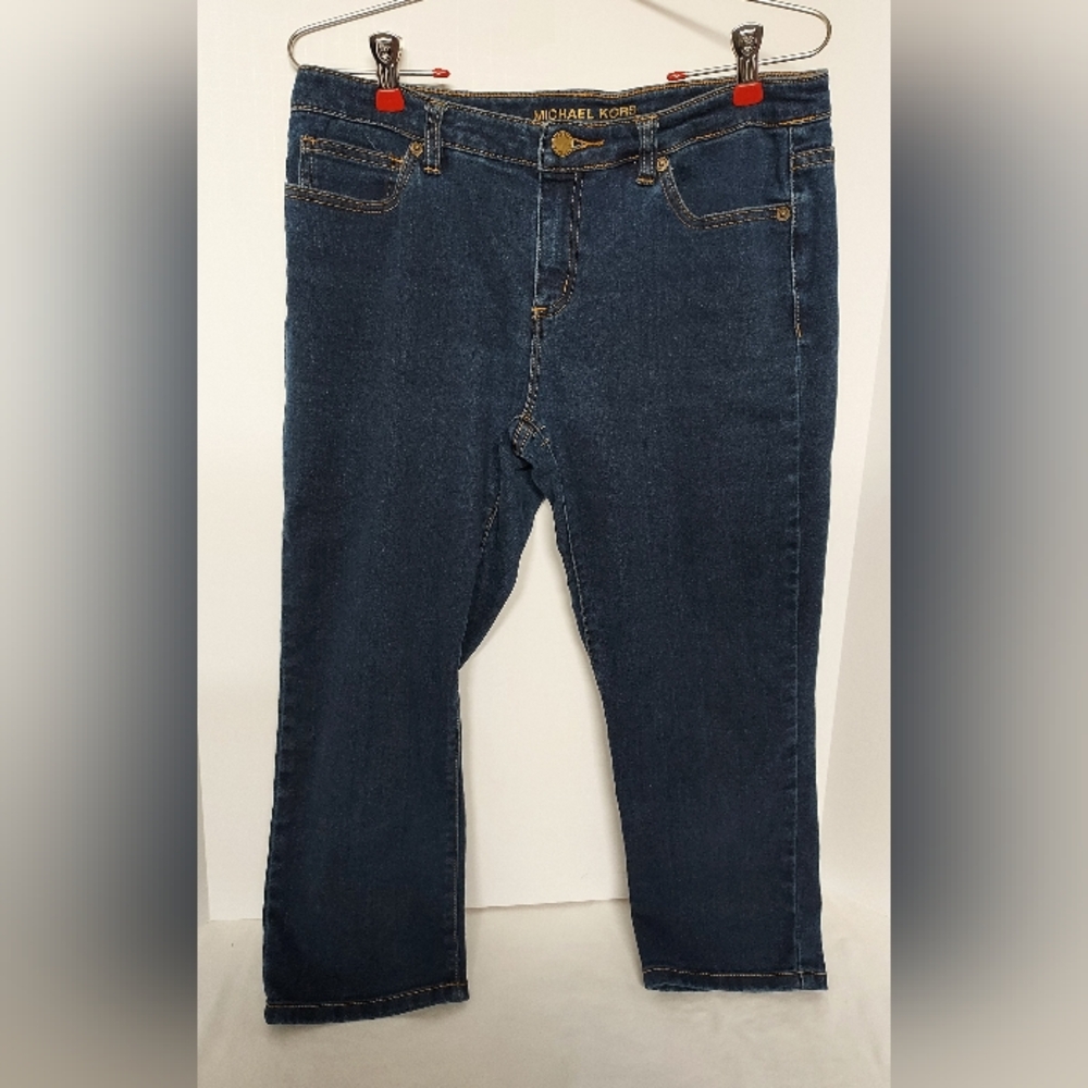 Women's Michael Kors Medium Blue Denim 5- Pocket Capris Length: 30" Size: 8